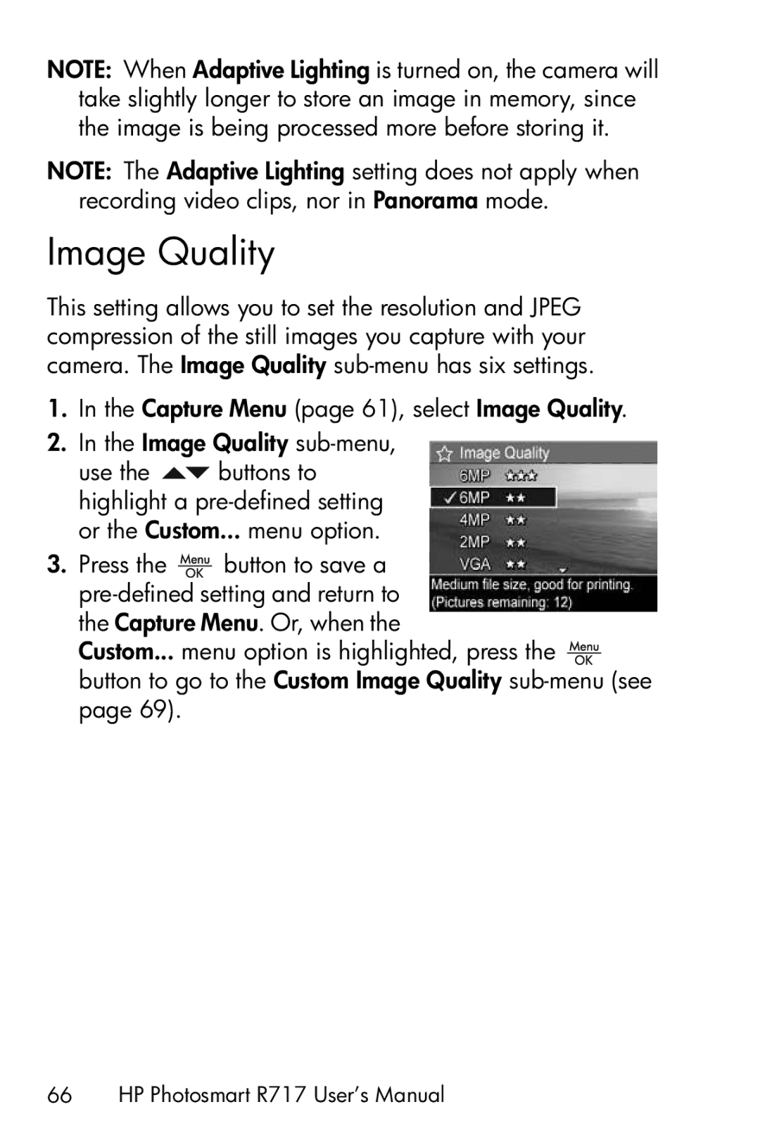 HP R717 manual Image Quality 