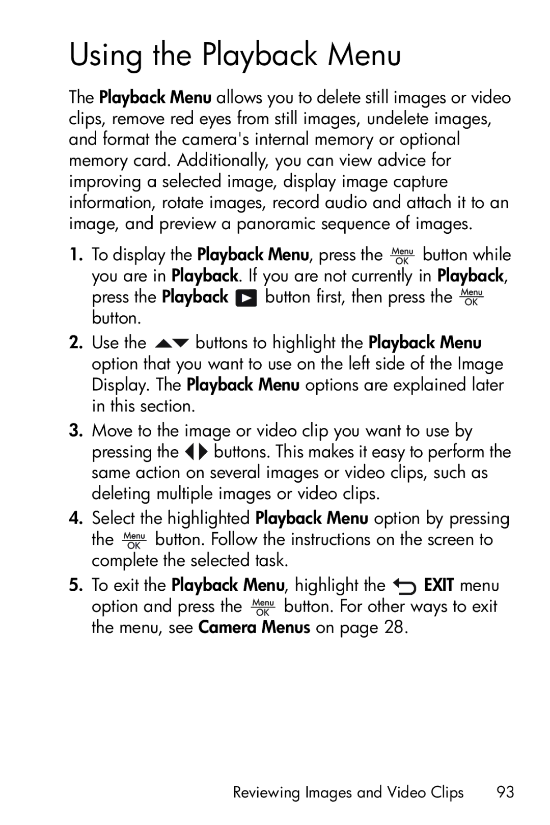 HP R717 manual Using the Playback Menu 