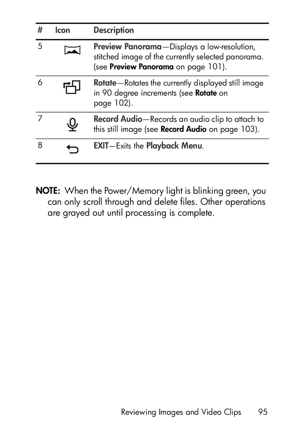 HP R717 manual EXIT-Exits the Playback Menu 