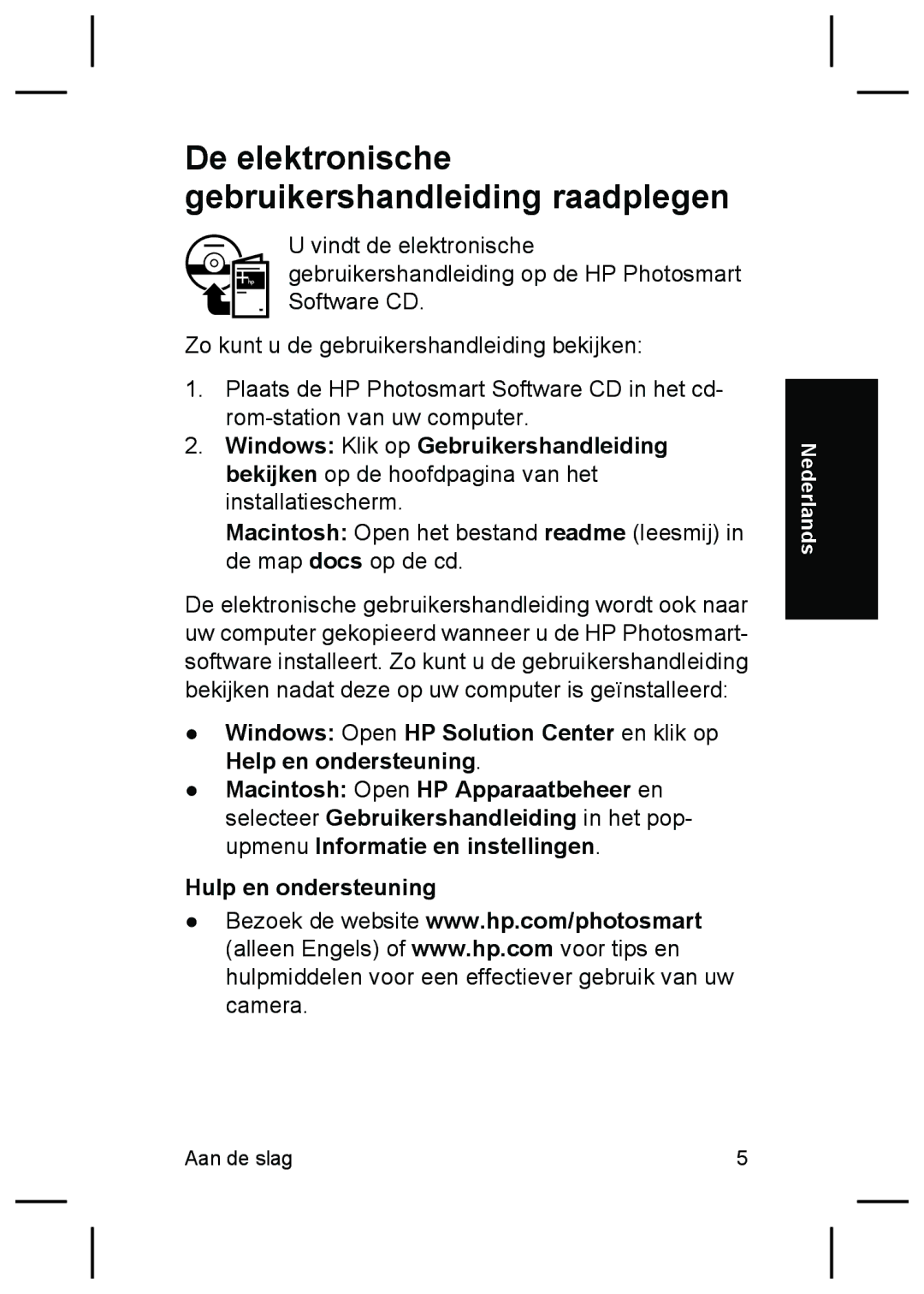 HP R725, R727 manual De elektronische gebruikershandleiding raadplegen 