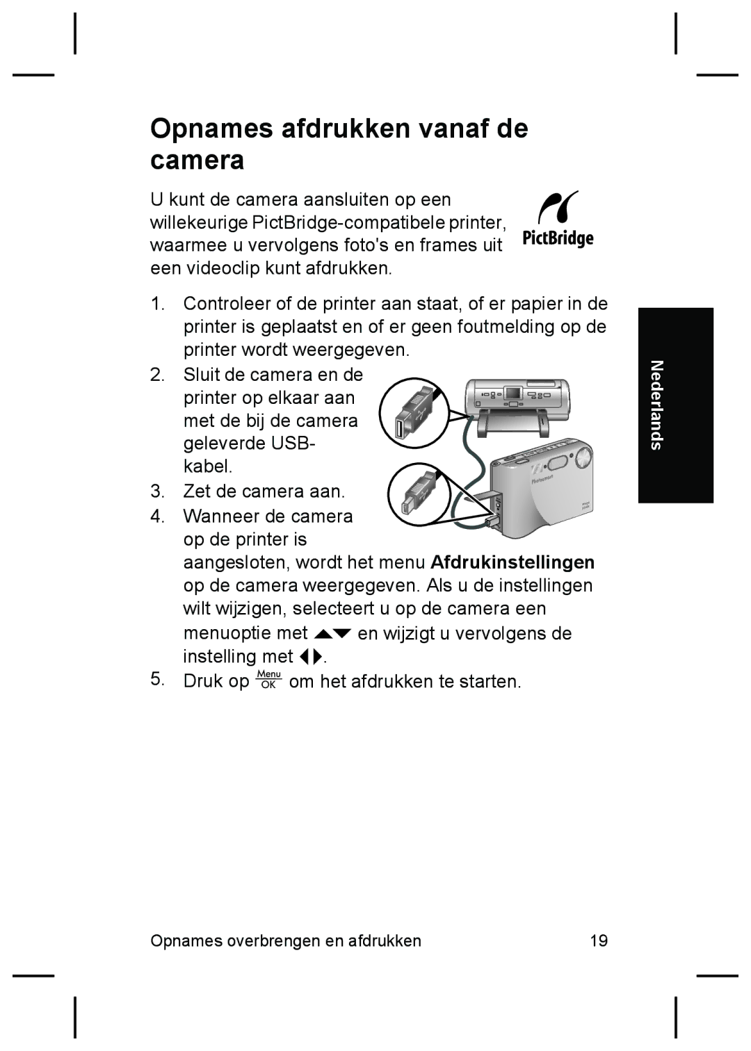 HP R725, R727 manual Opnames afdrukken vanaf de camera 