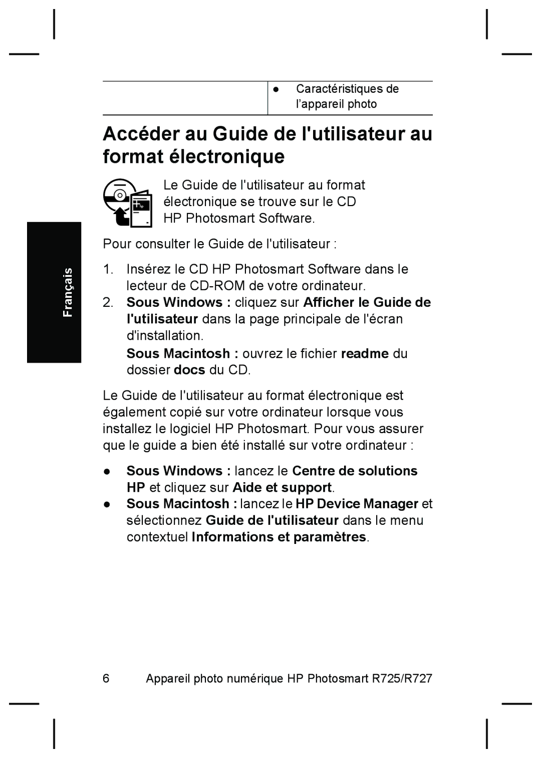 HP R727, R725 manual Accéder au Guide de lutilisateur au format électronique 