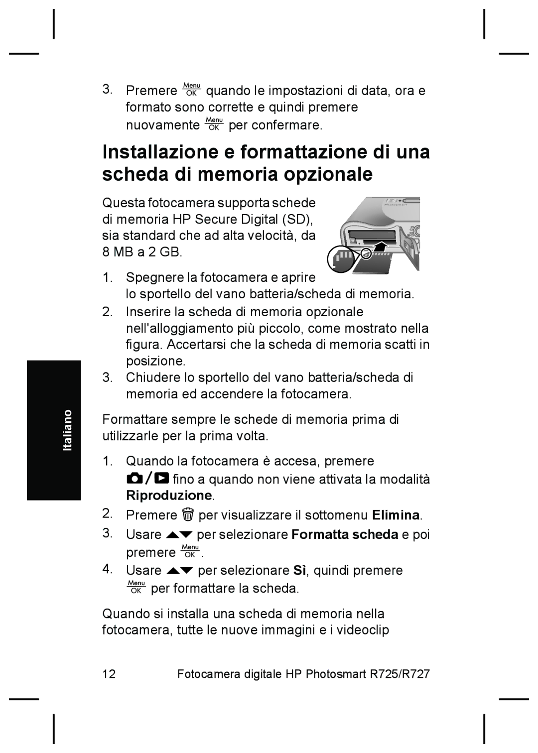 HP R727, R725 manual Italiano 