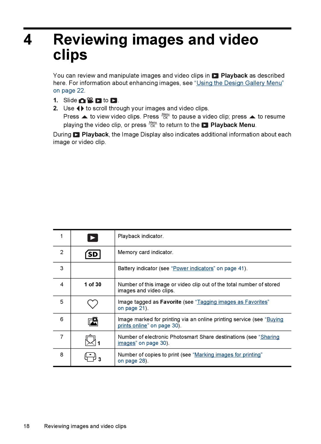 HP R742 manual Reviewing images and video clips 