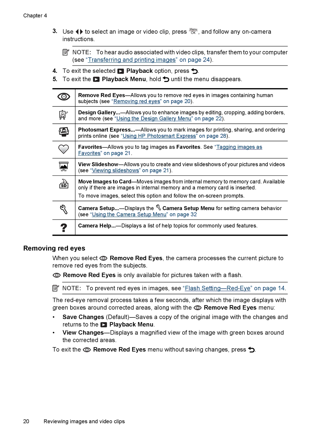 HP R742 manual Removing red eyes, Favorites on 