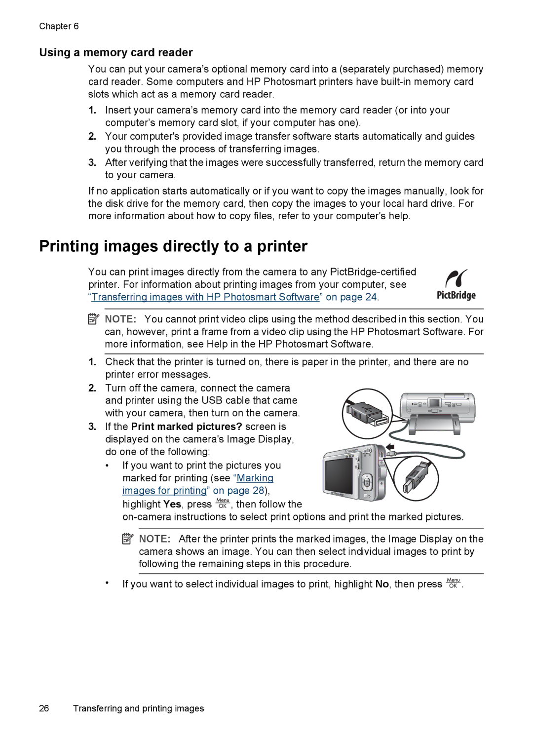 HP R742 manual Printing images directly to a printer, Using a memory card reader 