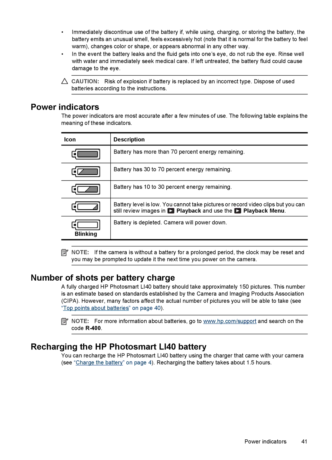 HP R742 manual Icon Description, Playback Menu, Blinking 