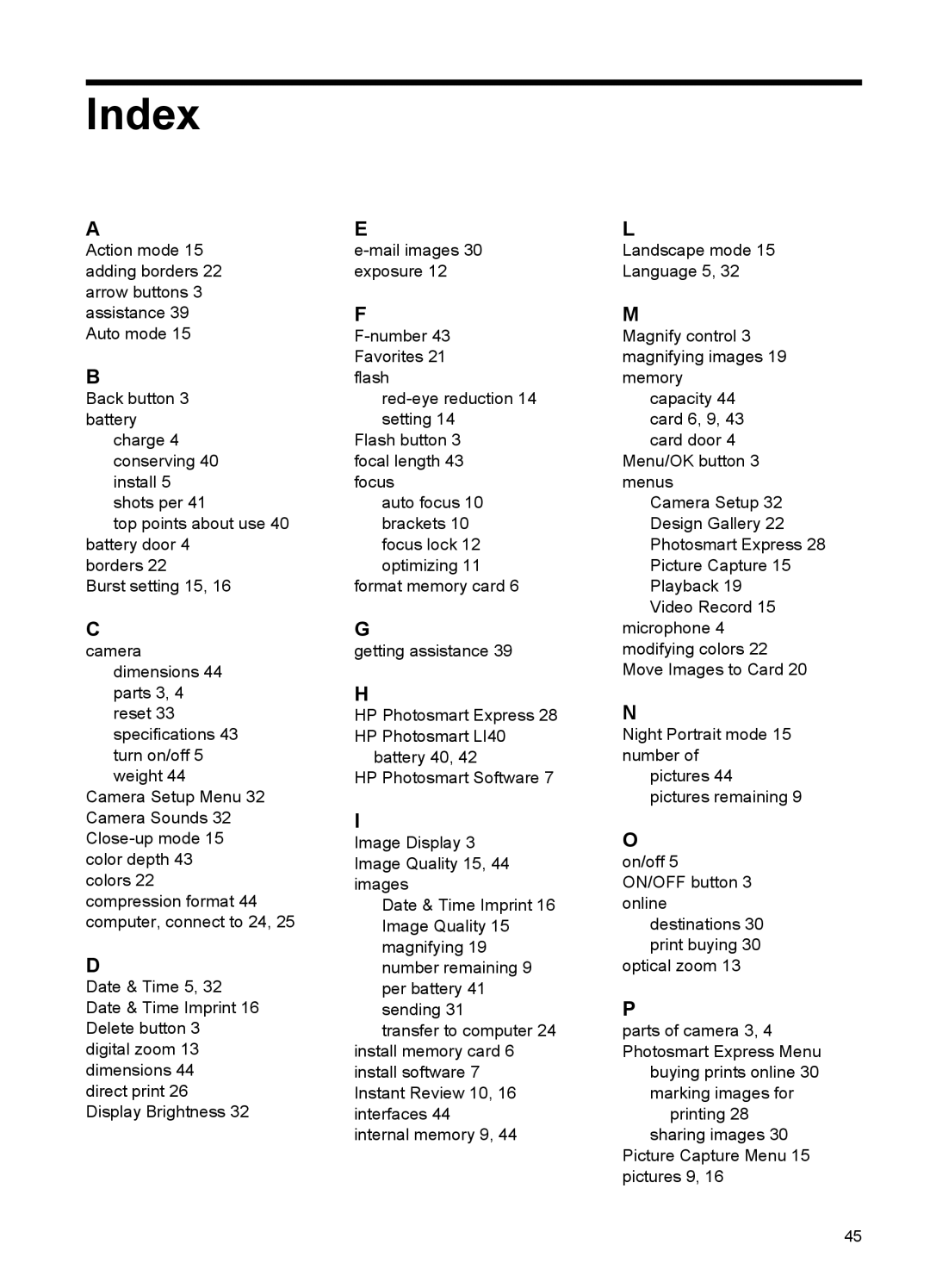 HP R742 manual Index 