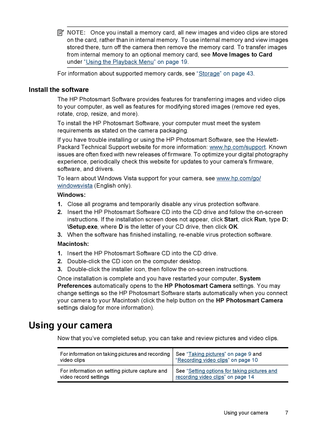 HP R742 manual Using your camera, Install the software, Windows, Macintosh 