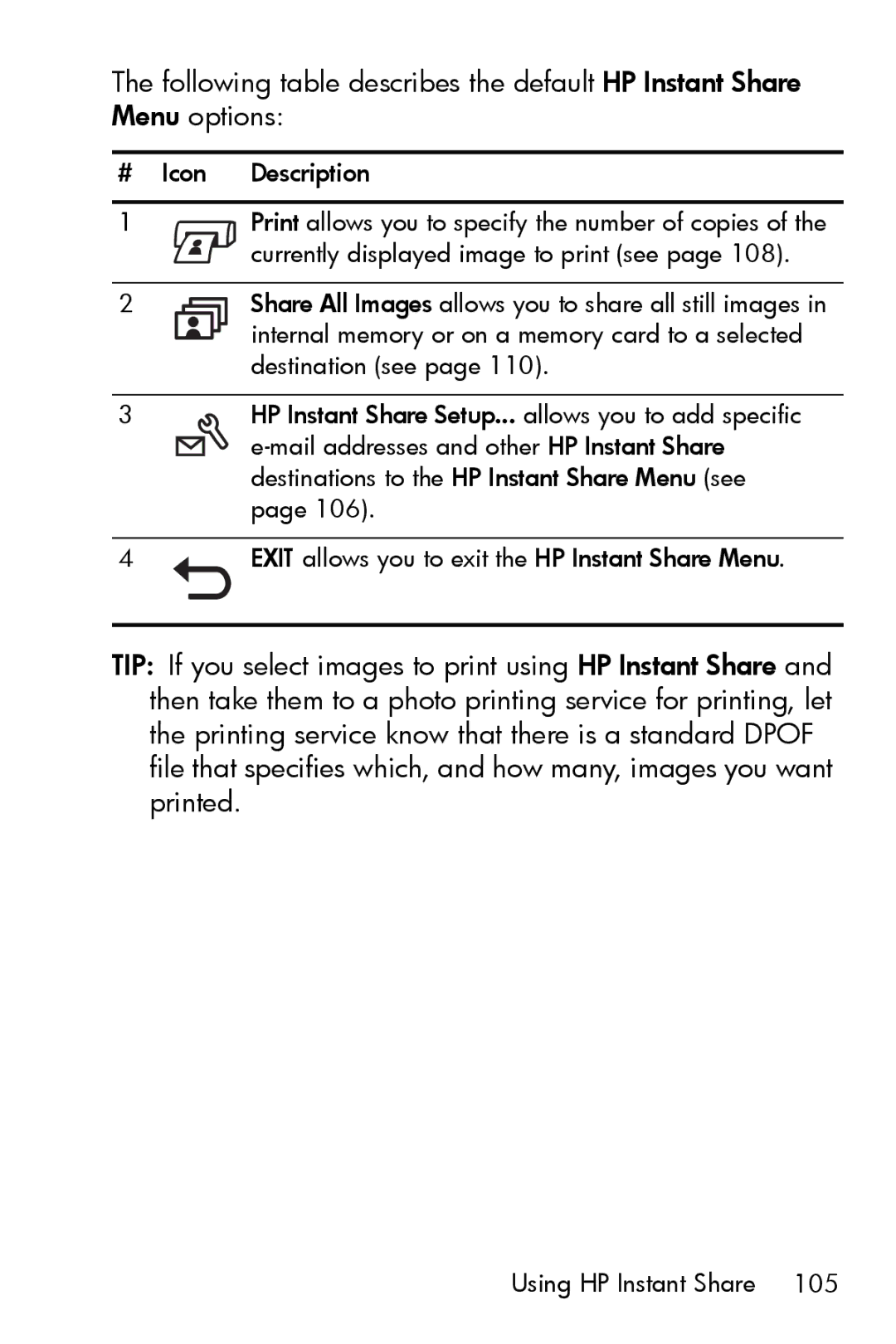 HP R817 manual # Icon Description 