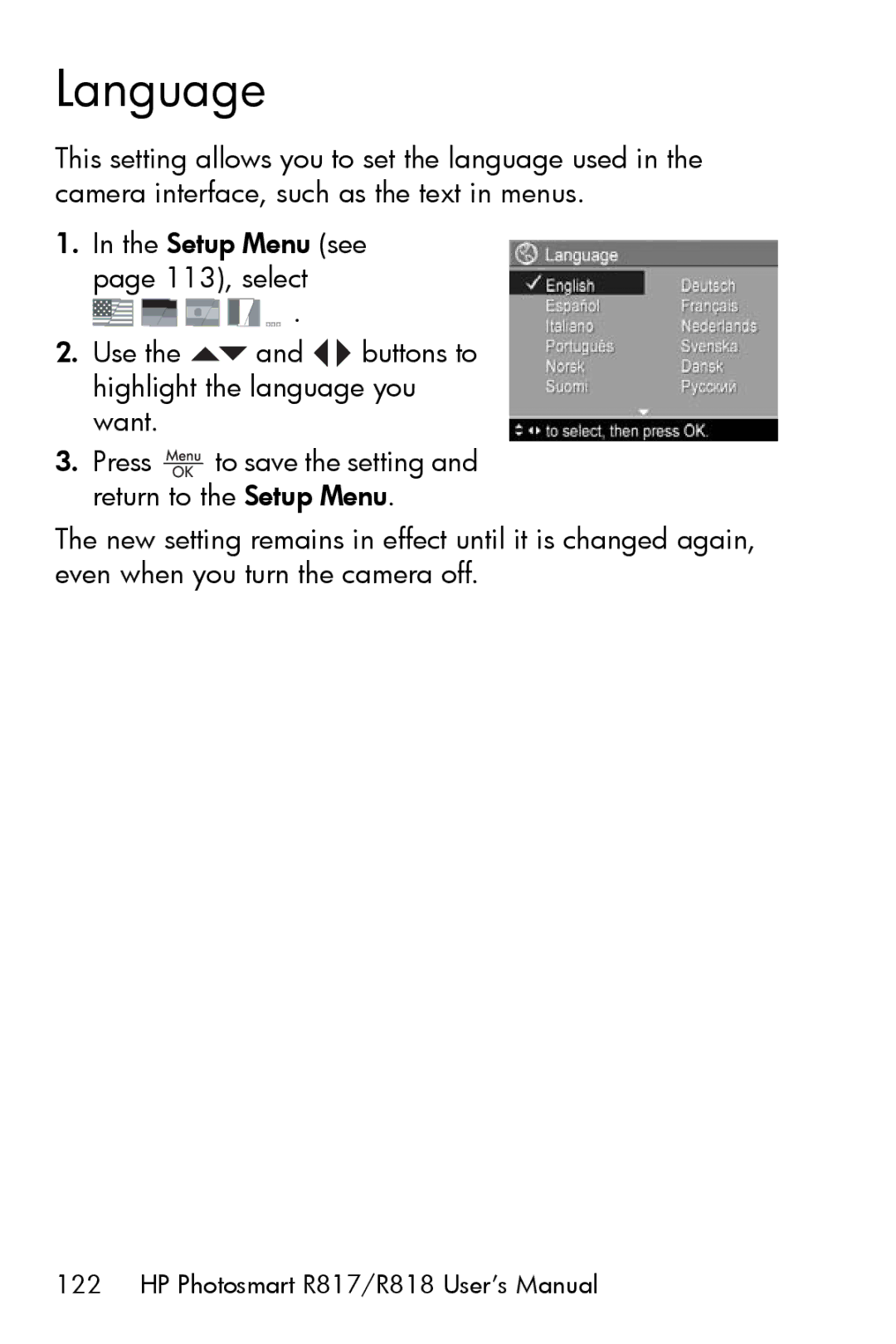 HP R817 manual Language 