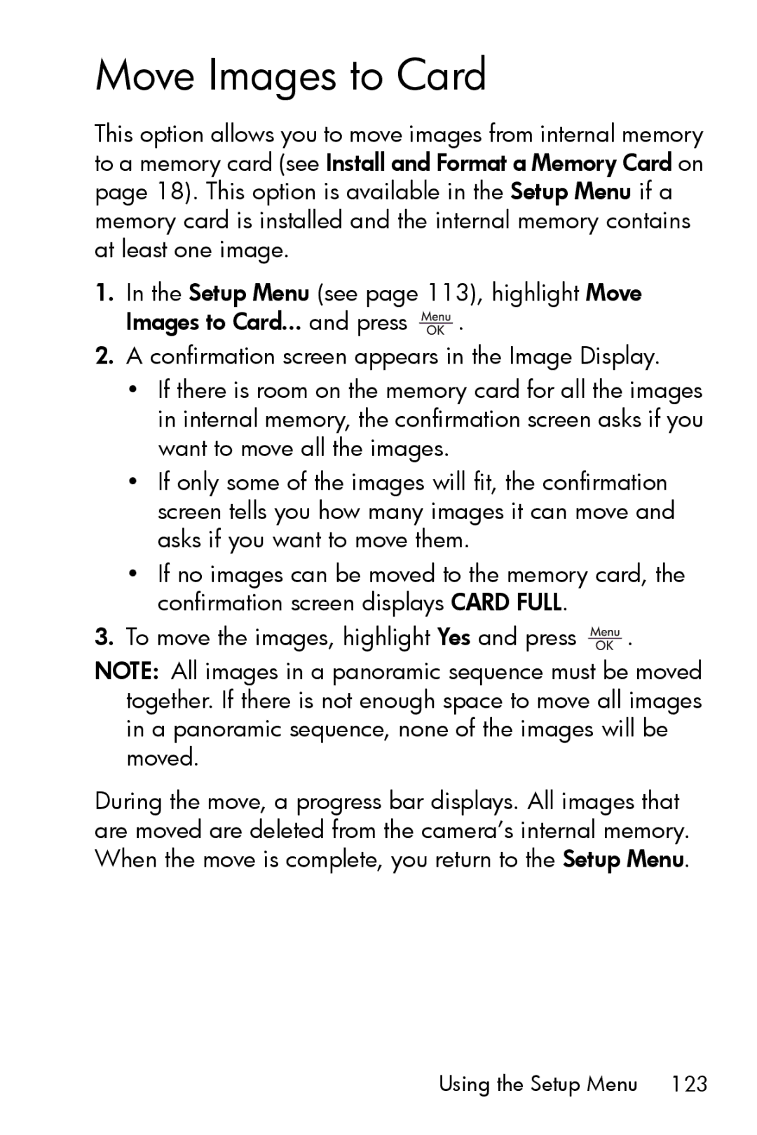 HP R817 manual Move Images to Card 