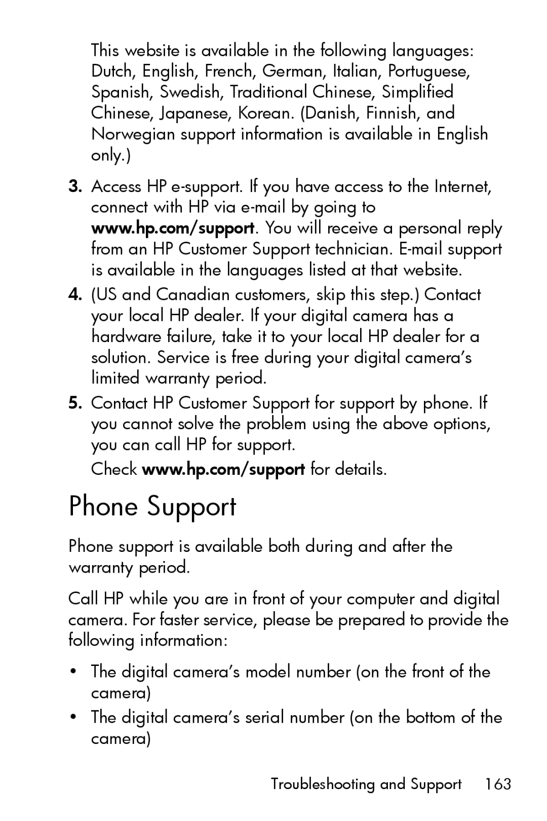 HP R817 manual Phone Support 