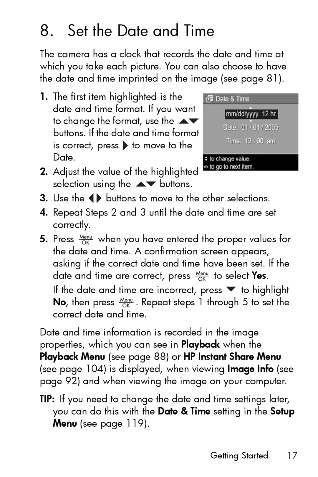 HP R817 manual Set the Date and Time 