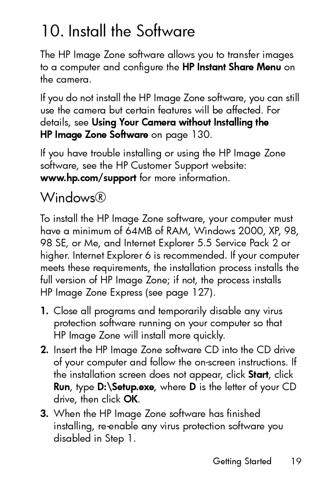 HP R817 manual Install the Software, HP Image Zone Software on 