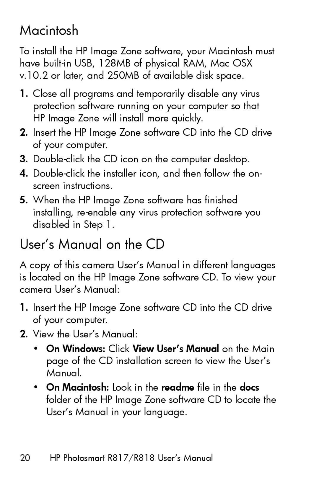 HP R817 manual Macintosh 