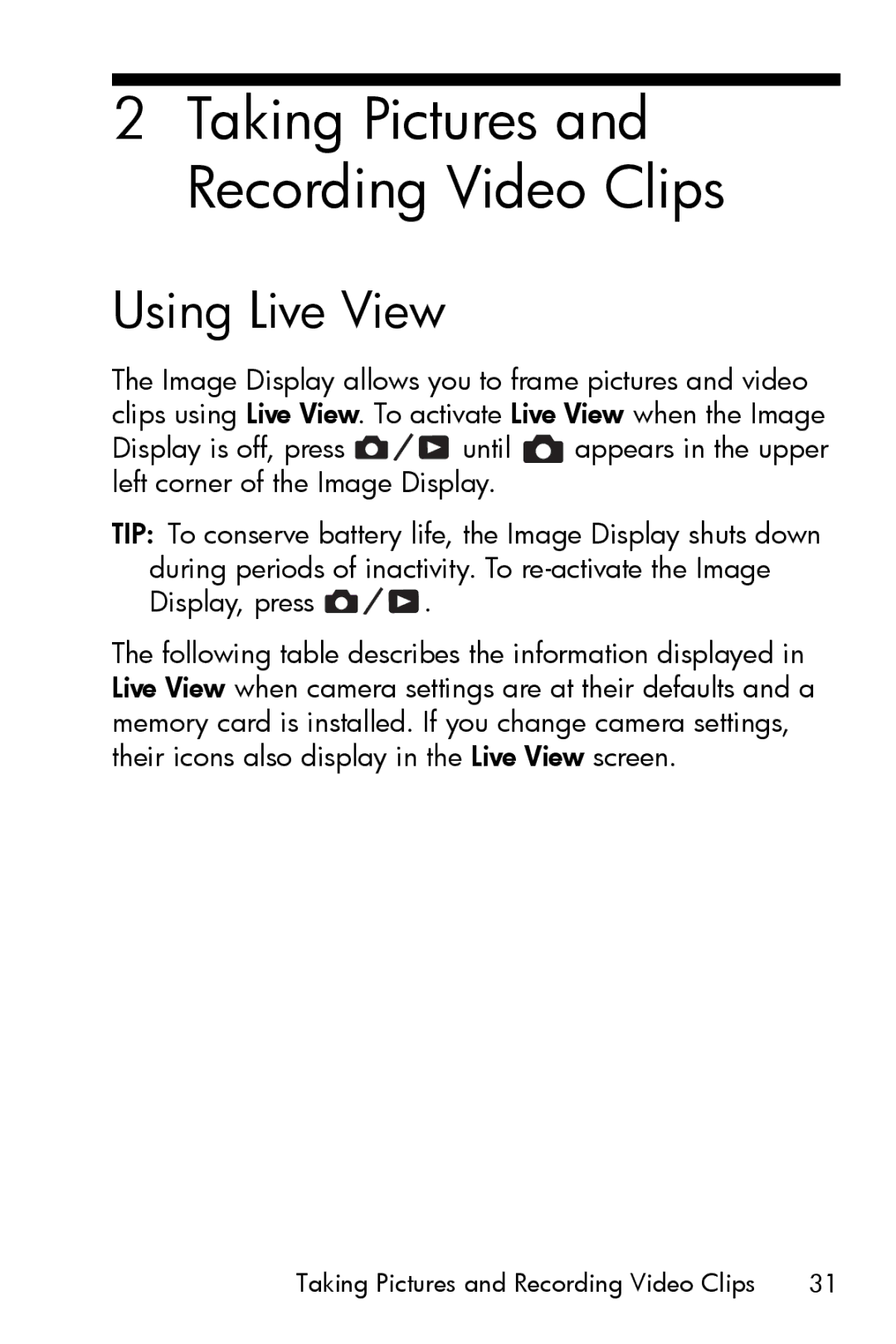 HP R817 manual Using Live View, Display, press 