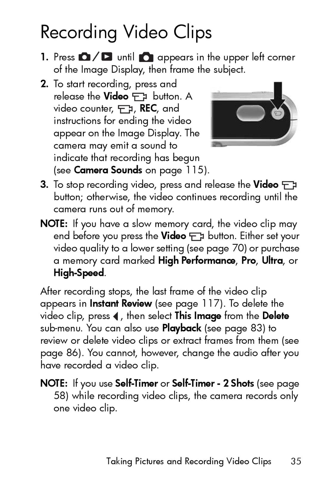 HP R817 manual Recording Video Clips 