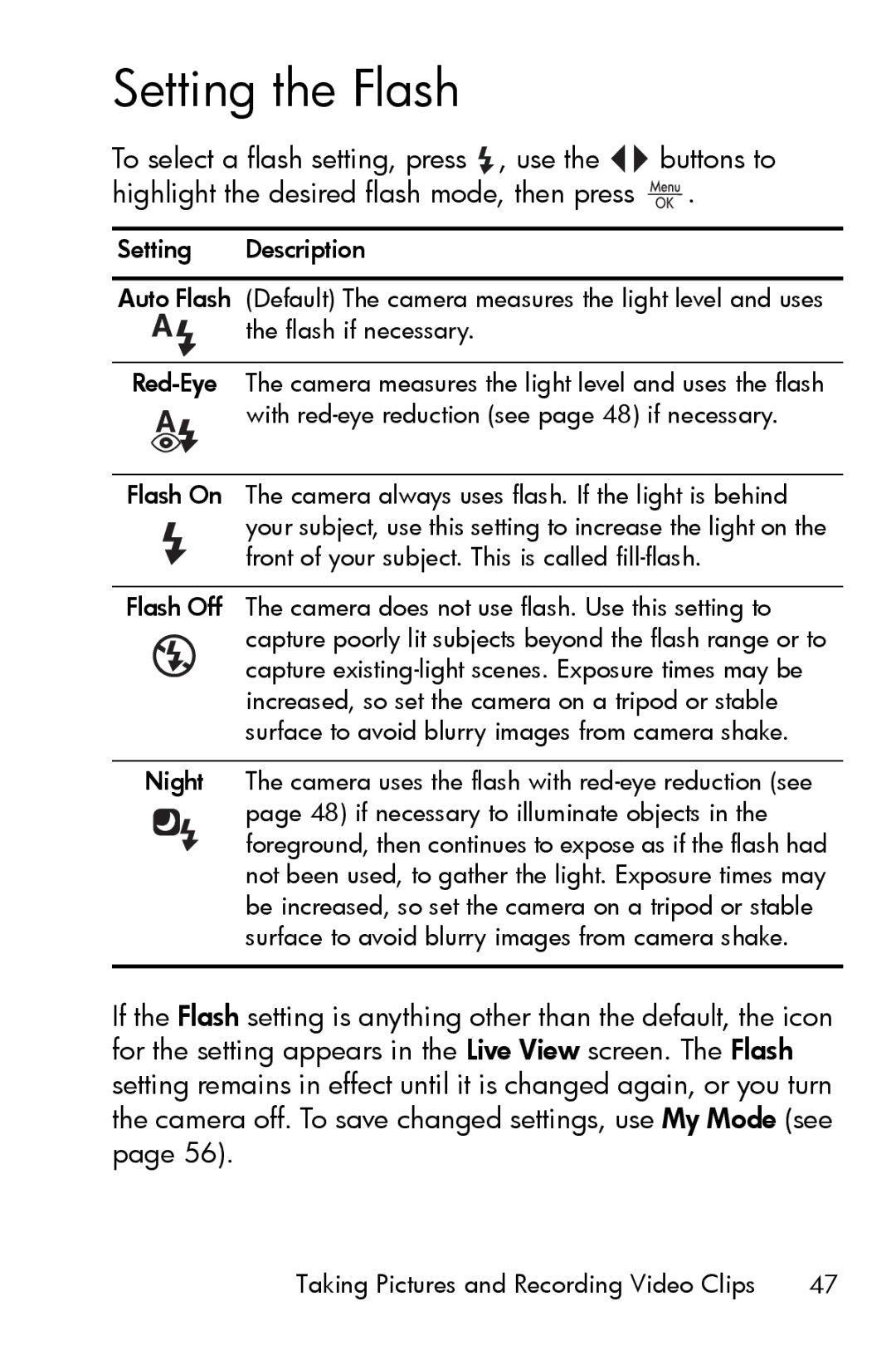 HP R817 manual Setting the Flash 