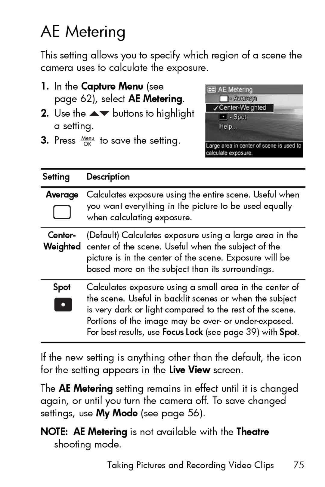 HP R817 manual AE Metering 