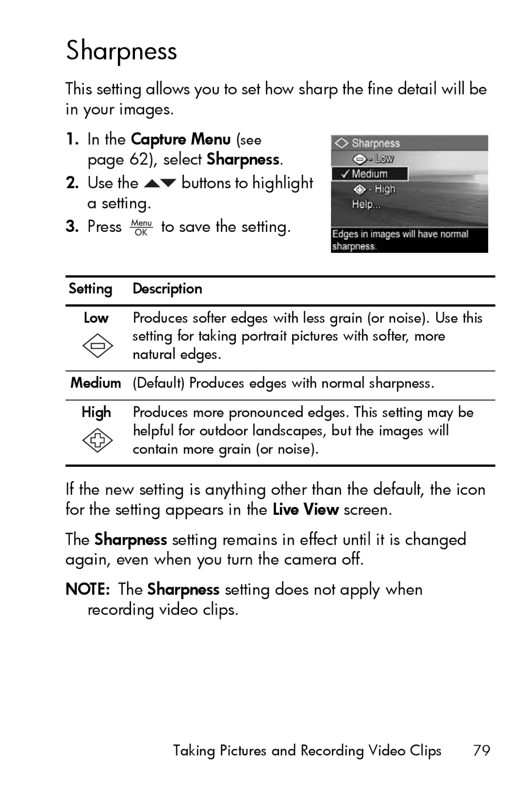 HP R817 manual Sharpness 