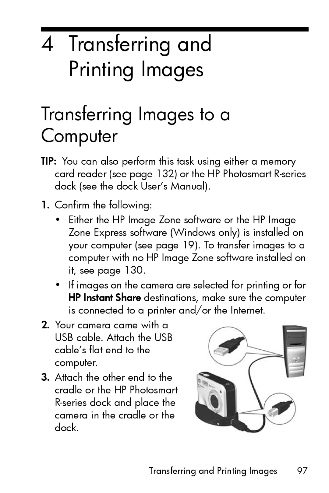 HP R817 manual Transferring and Printing Images, Transferring Images to a Computer 