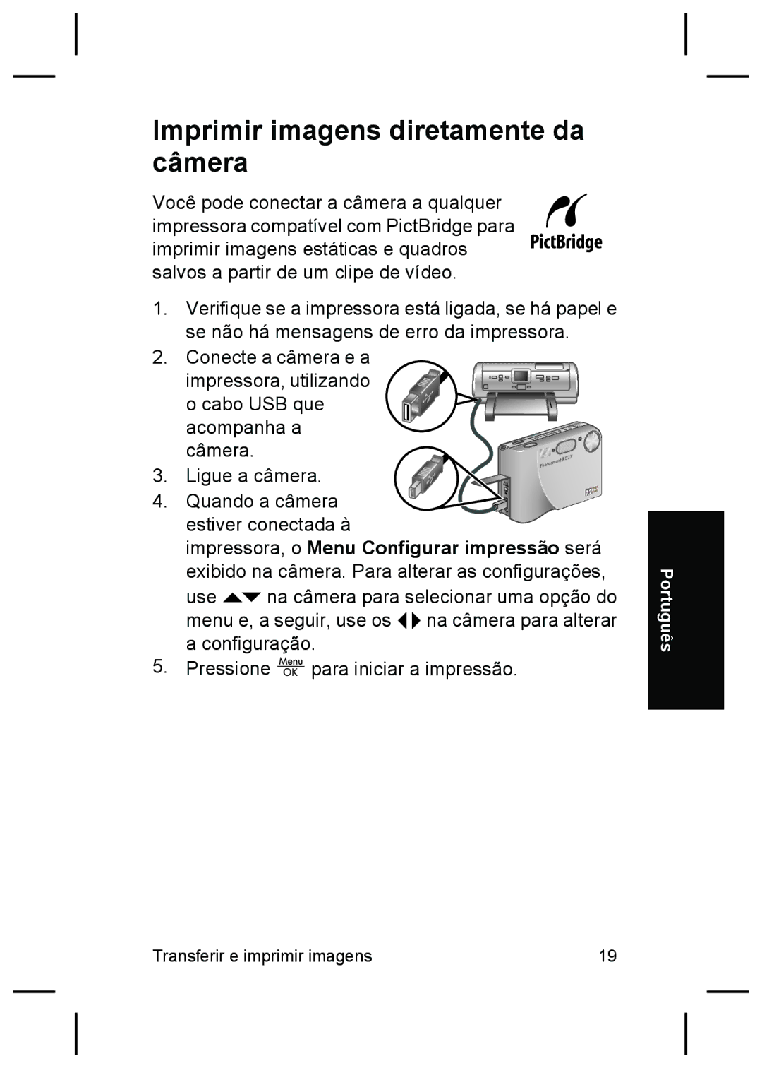 HP R827 manual Imprimir imagens diretamente da câmera 