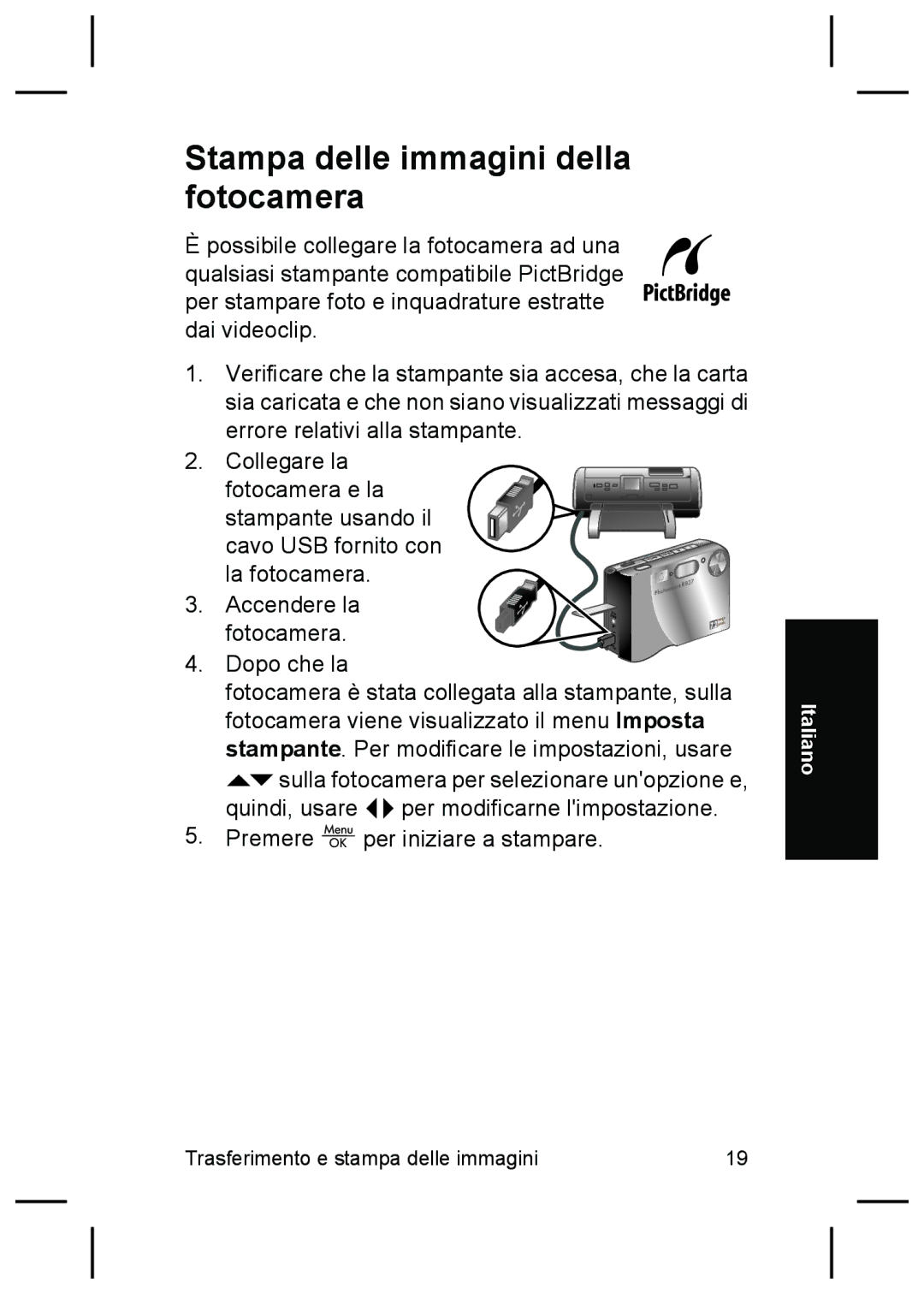 HP R827 manual Stampa delle immagini della fotocamera 