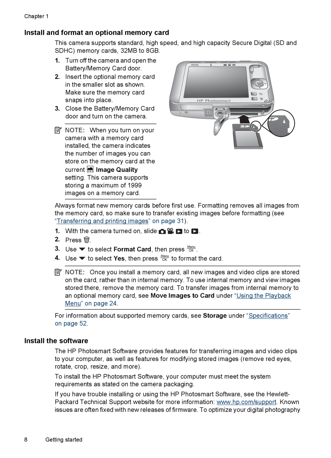 HP R830/R840 manual Install and format an optional memory card, Install the software 