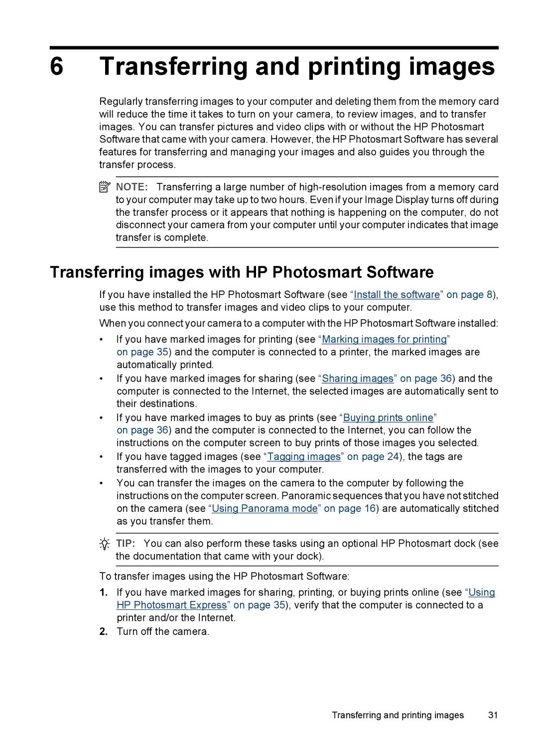 HP R830/R840 manual Transferring and printing images, Transferring images with HP Photosmart Software 