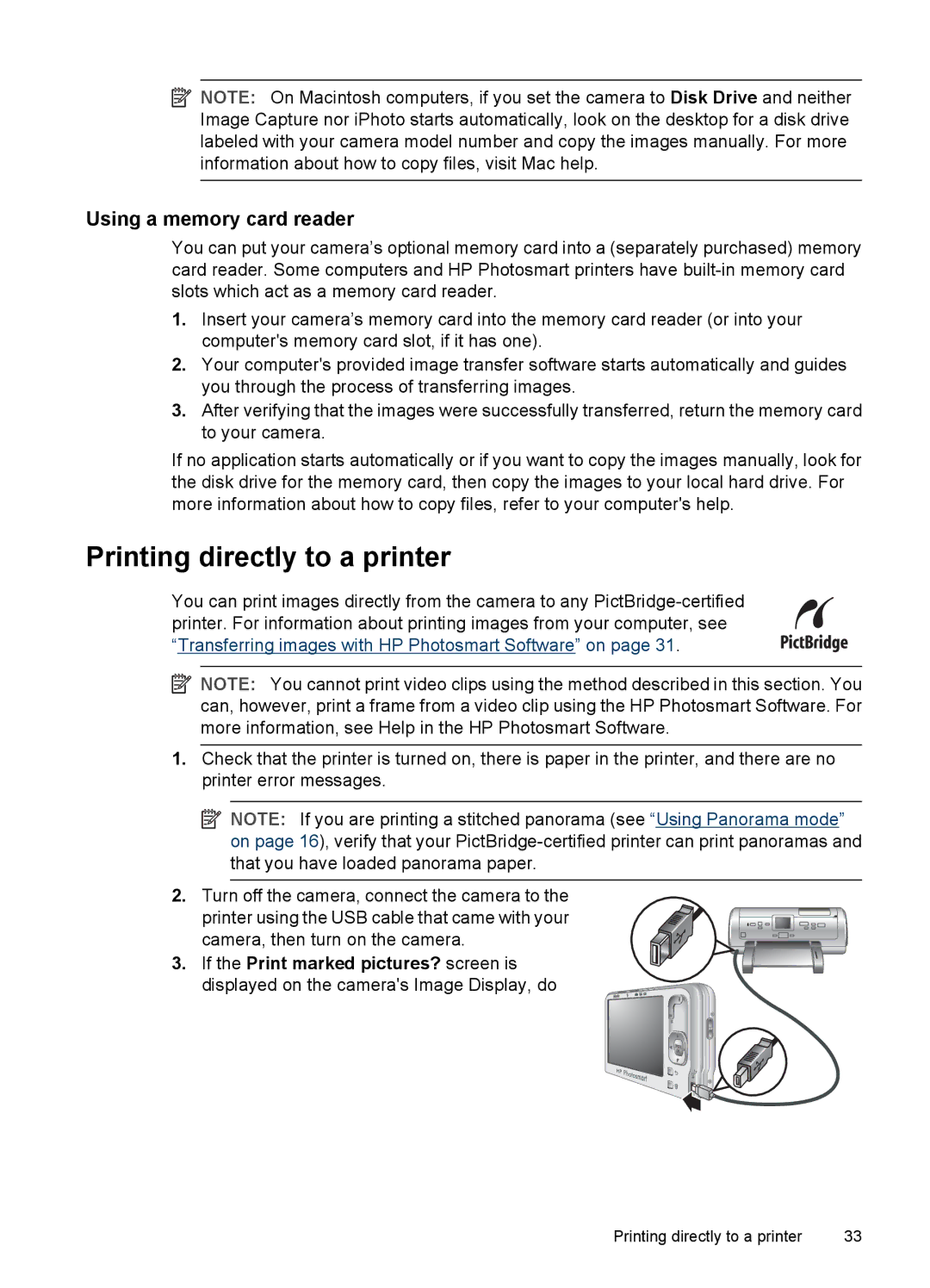 HP R830/R840 manual Printing directly to a printer, Using a memory card reader 