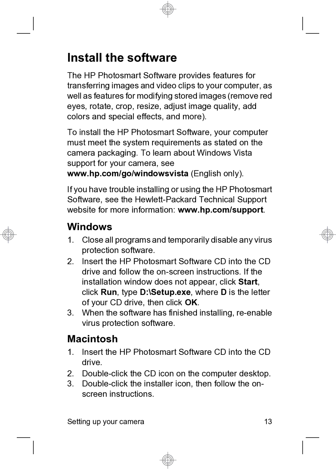 HP R837 manual Install the software, Windows 