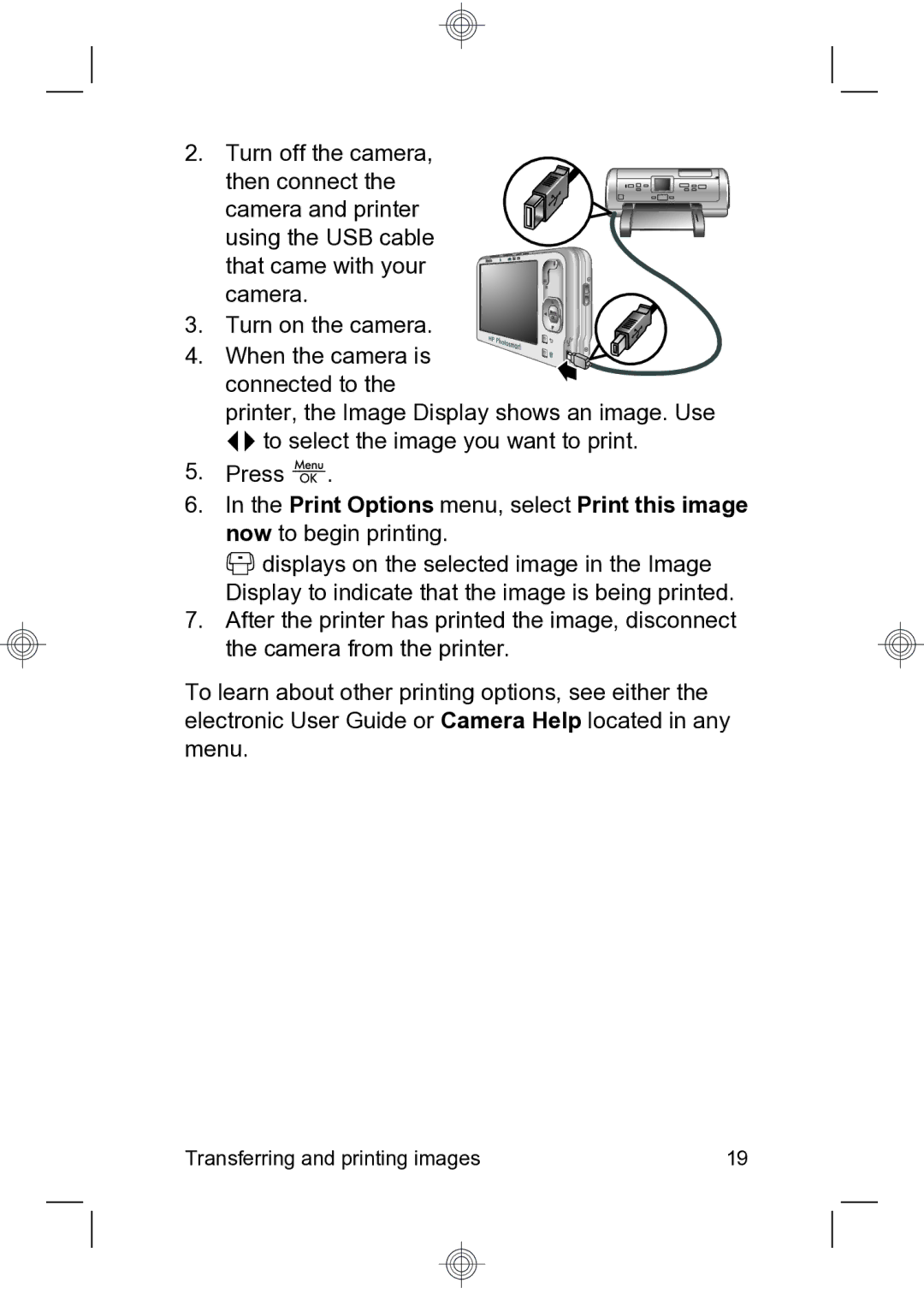 HP R837 manual Transferring and printing images 