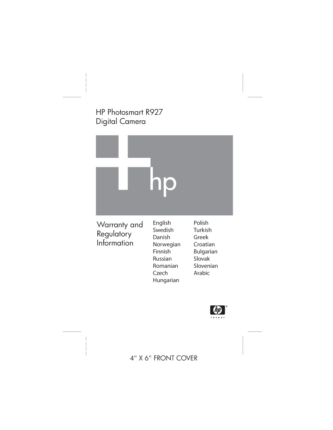 HP R927 R927 manual Warranty Regulatory Information 