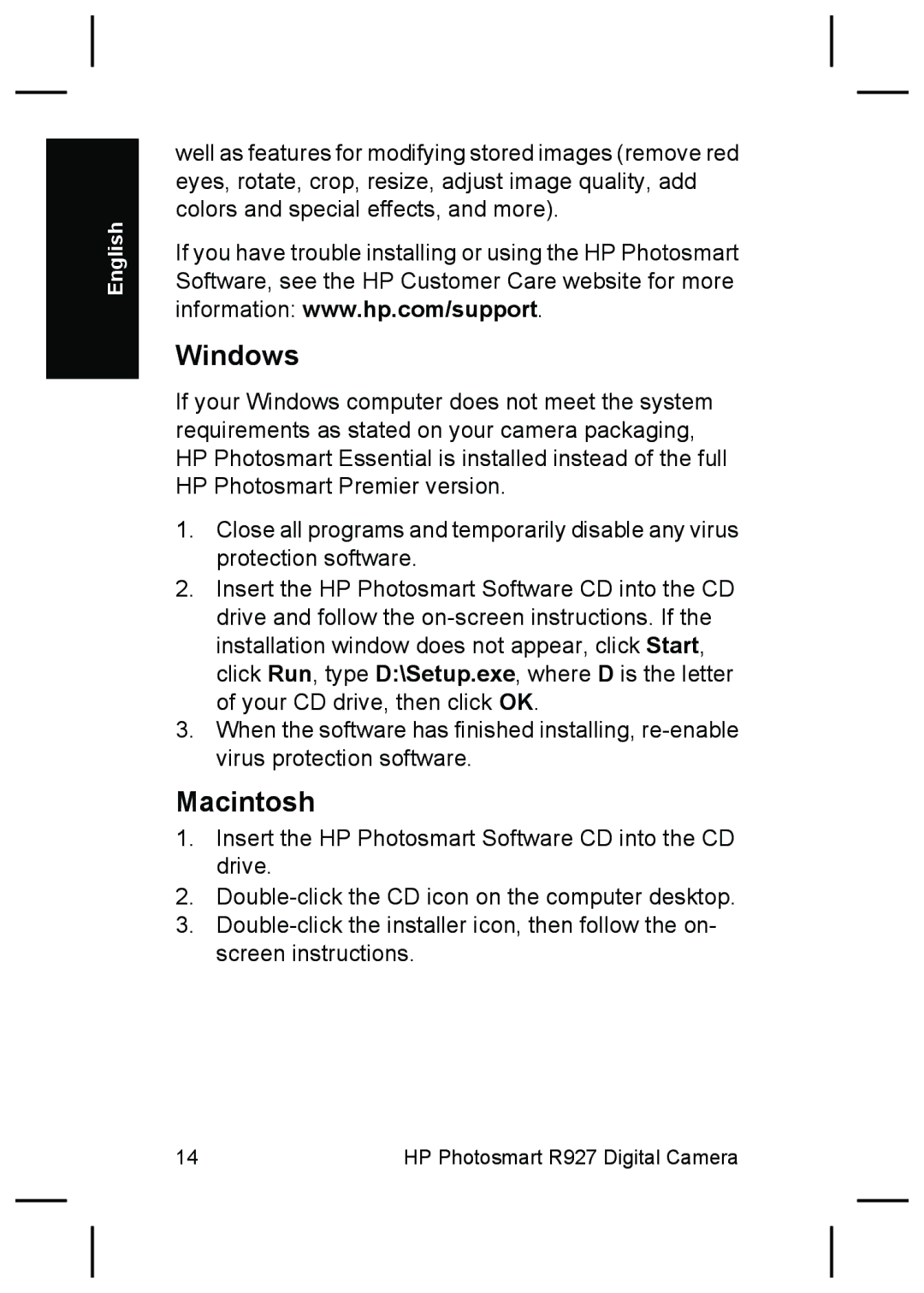 HP R927 manual Windows 