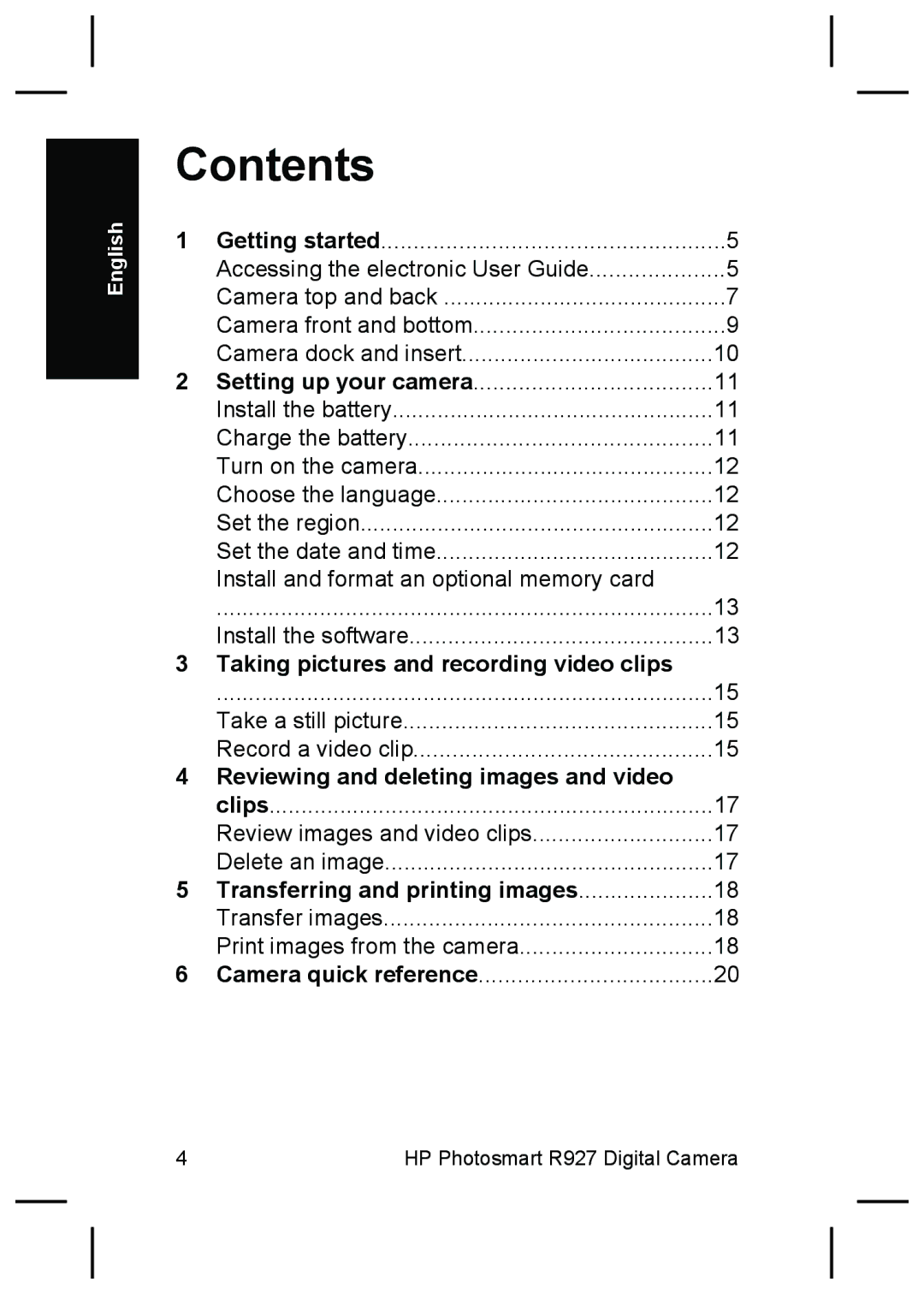 HP R927 manual Contents 