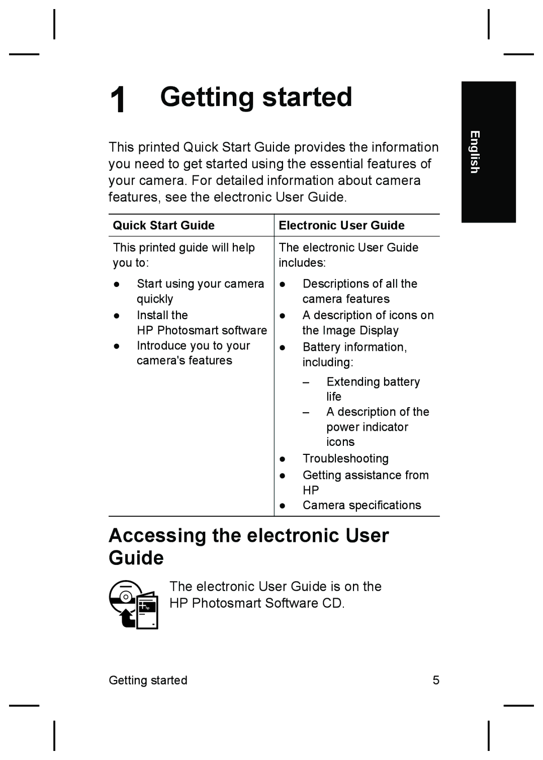 HP R927 manual Getting started, Accessing the electronic User Guide, Quick Start Guide Electronic User Guide 