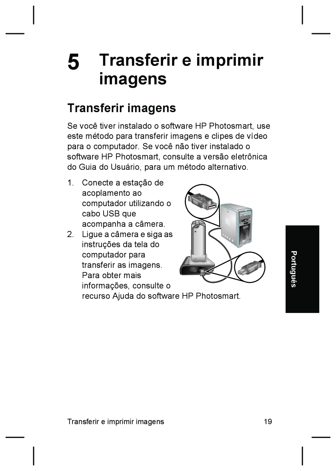 HP R927 manual Transferir e imprimir, Imagens, Transferir imagens 