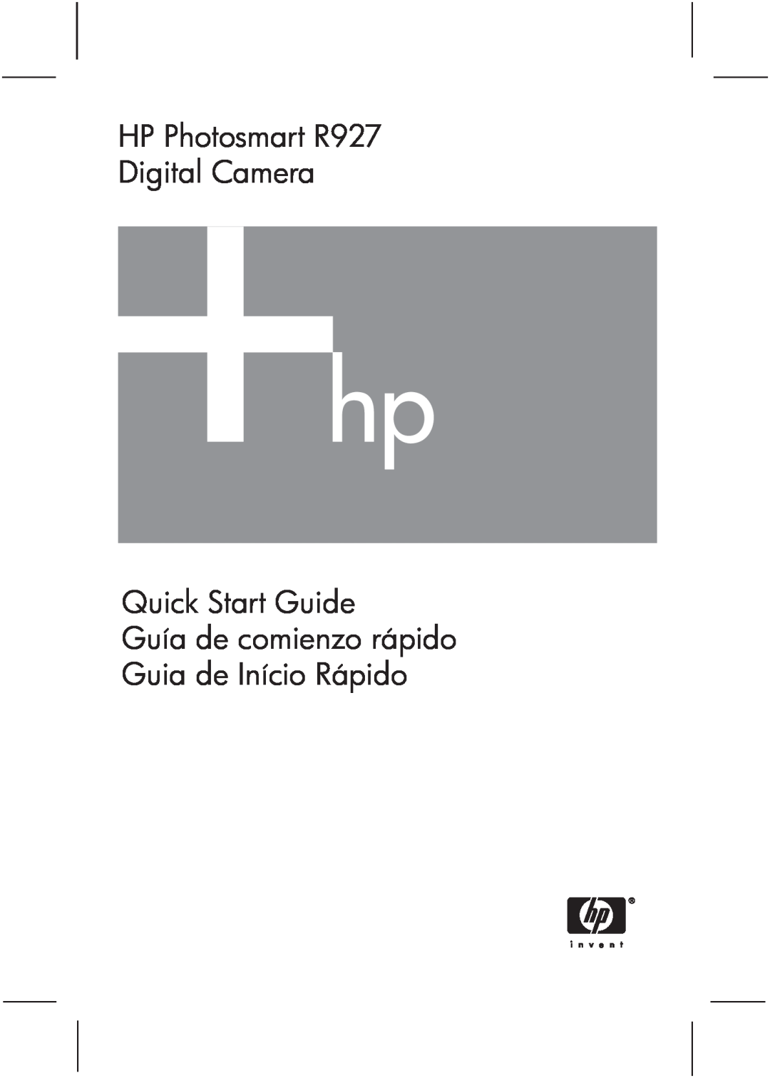 HP manual Quick Start Guide Guía de comienzo rápido Guia de Início Rápido, HP Photosmart R927 Digital Camera 