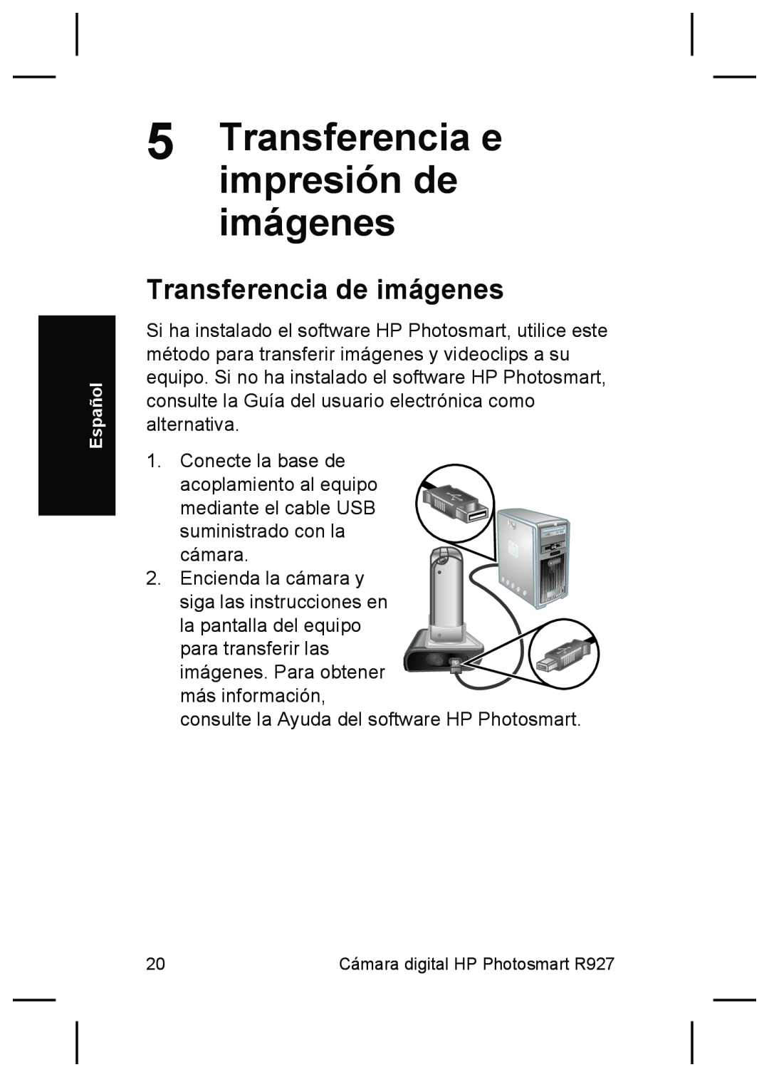 HP R927 manual Transferencia e impresión de imágenes, Transferencia de imágenes 