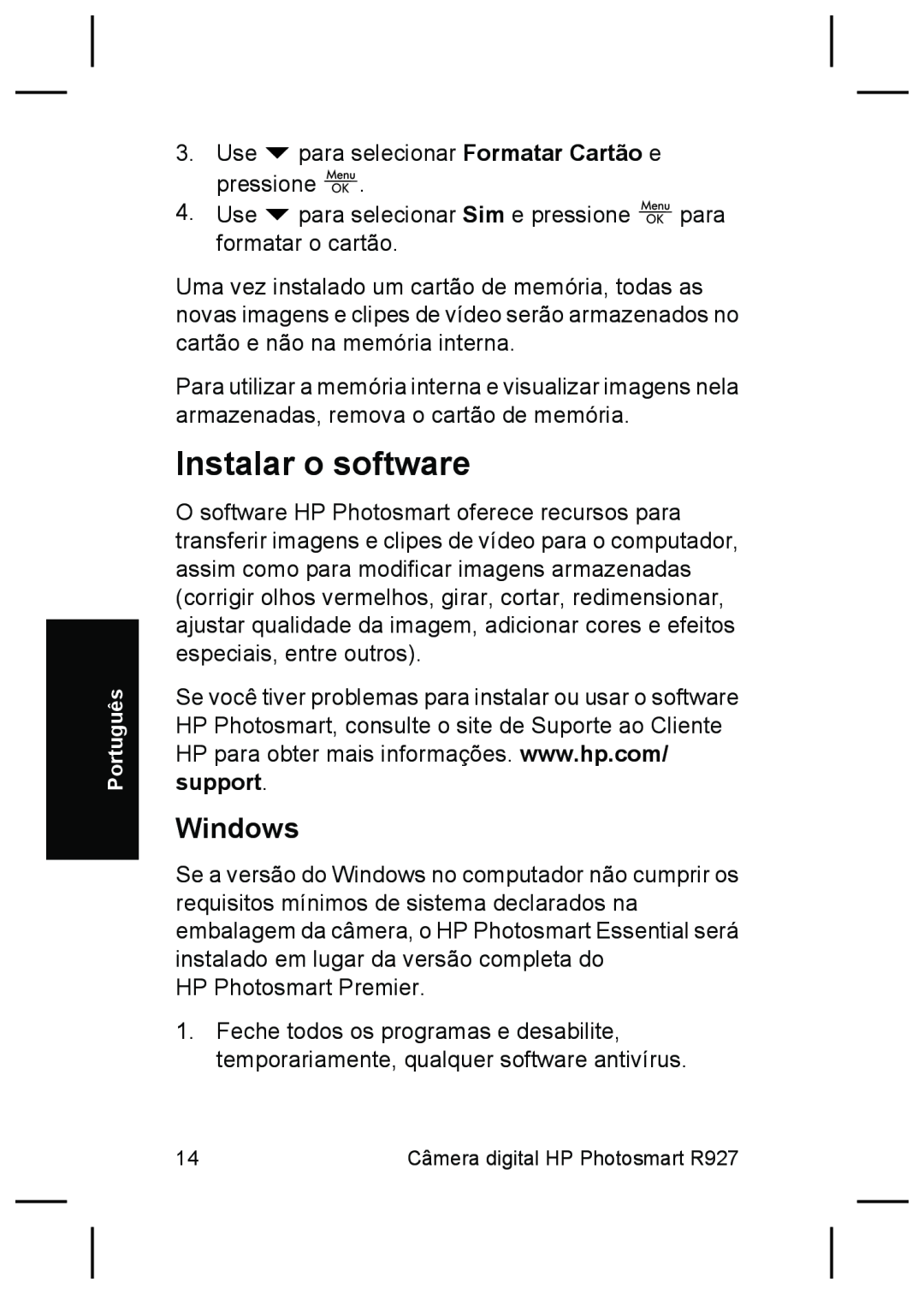 HP R927 manual Instalar o software, Windows 