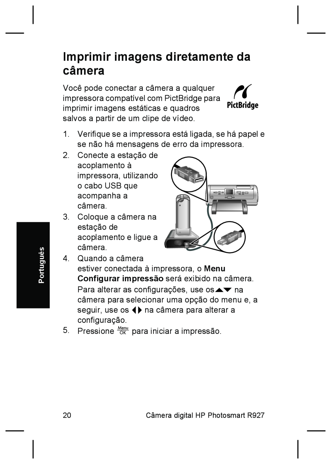 HP R927 manual Imprimir imagens diretamente da câmera 