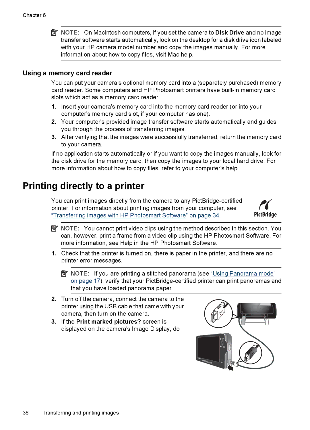 HP R937 manual Printing directly to a printer, Using a memory card reader 