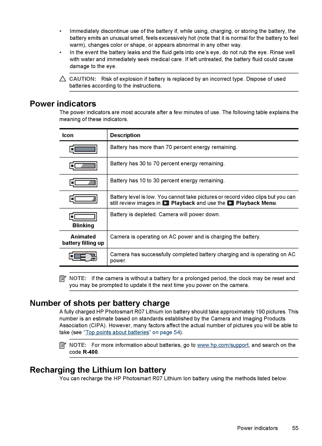 HP R937 manual Icon Description, Playback Menu 