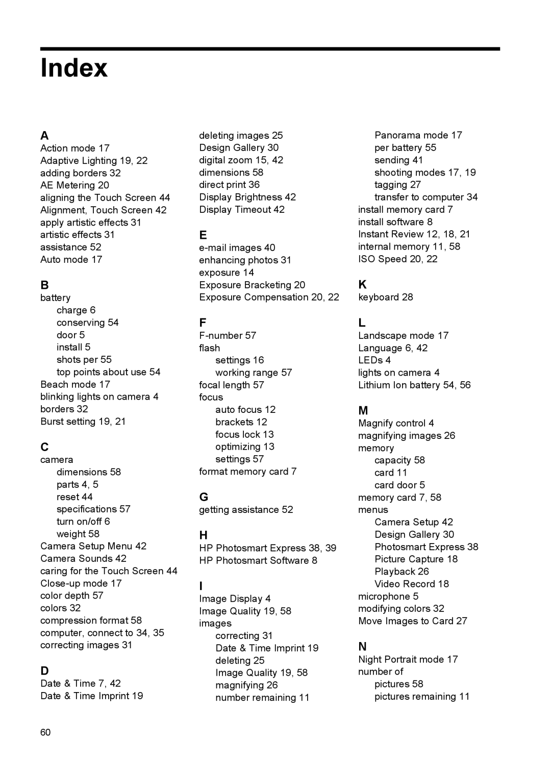 HP R937 manual Index 