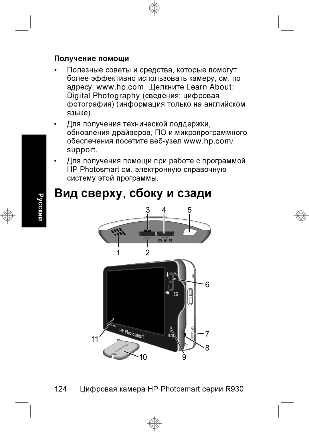 HP R937 manual Вид сверху, сбоку и сзади 