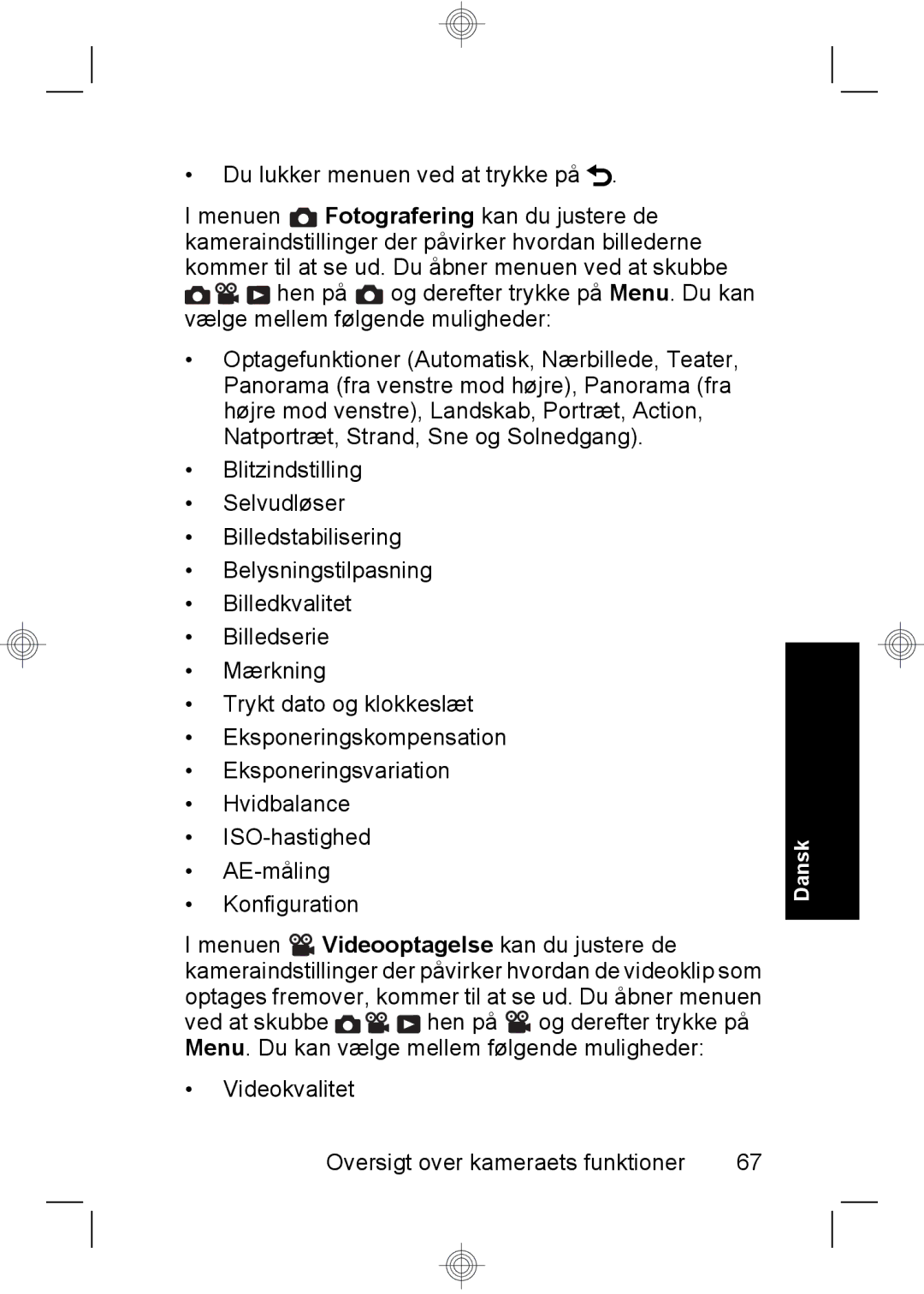 HP R937 manual Oversigt over kameraets funktioner 