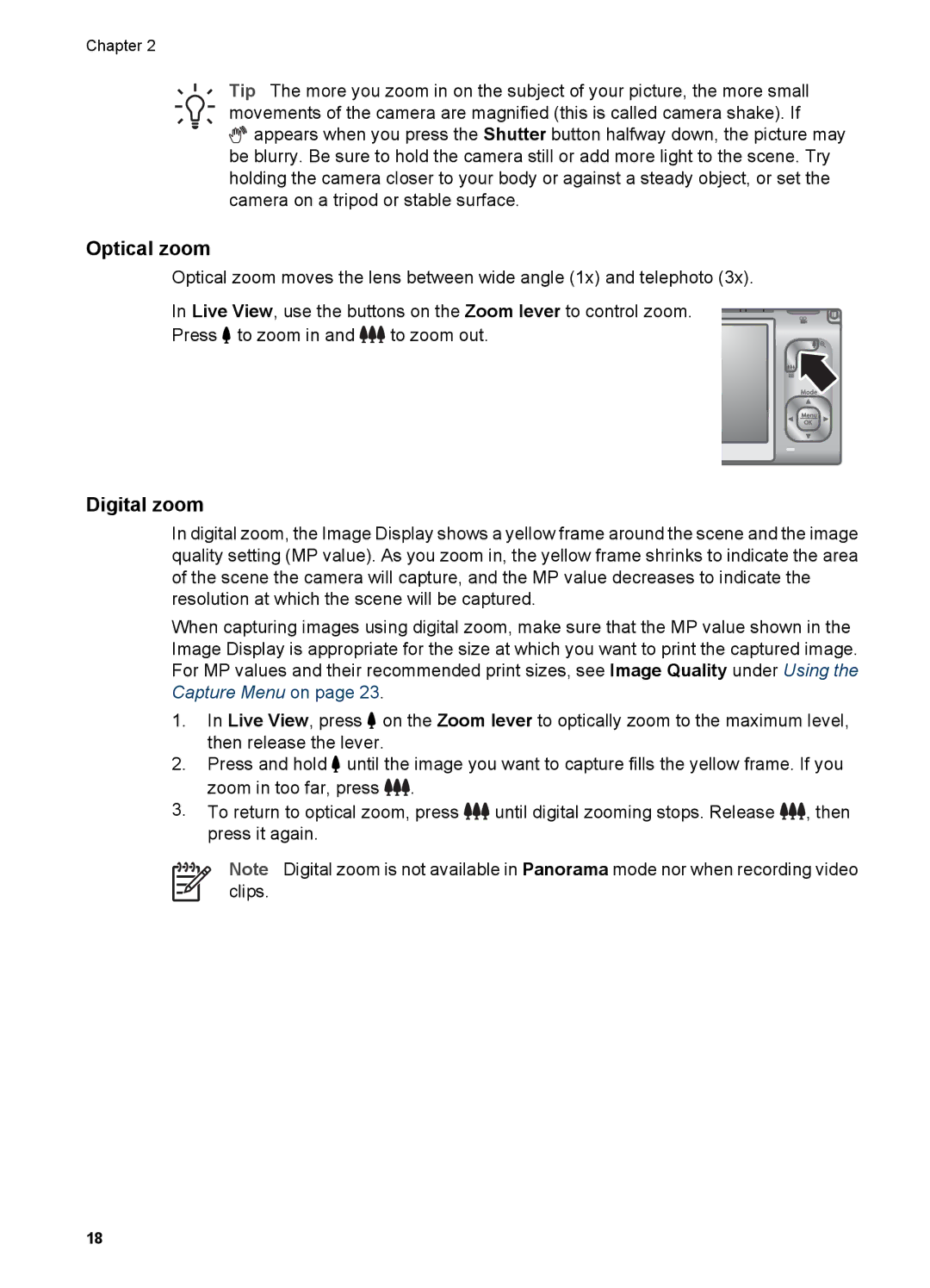 HP R967 manual Optical zoom, Digital zoom 