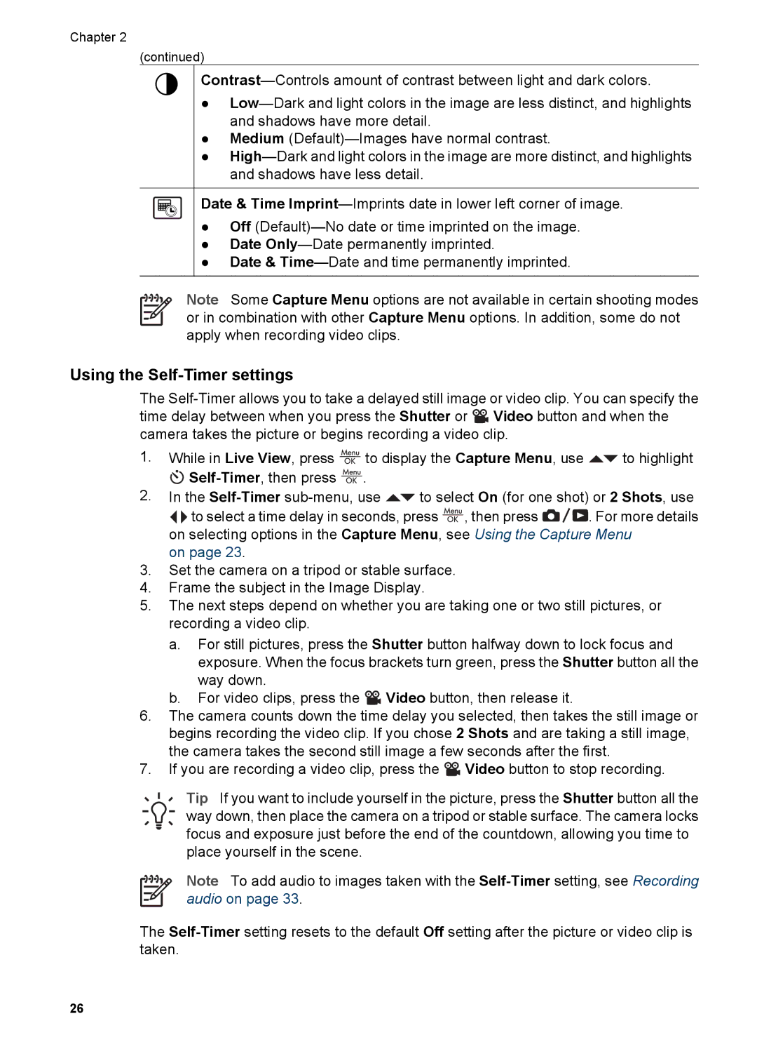 HP R967 manual Using the Self-Timer settings 