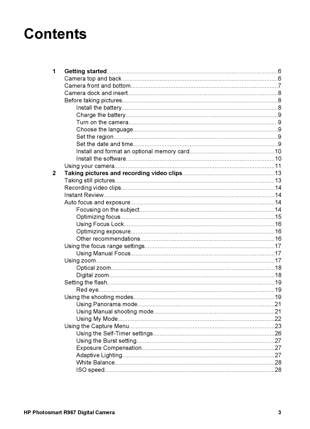 HP R967 manual Contents 